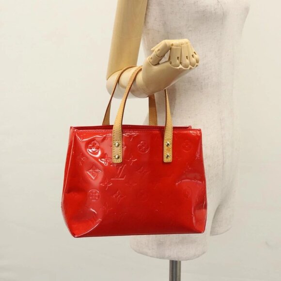 LOUIS VUITTON Monogram Vernis Reade PM Hand Bag Red Rouge - Picture 1 of 16